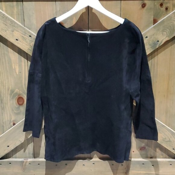 VINTAGE AUSTIN COLLECTION BLACK LEATHER TOP COWGIRL  SOUTHWESTERN FRINGE - Picture 5 of 7